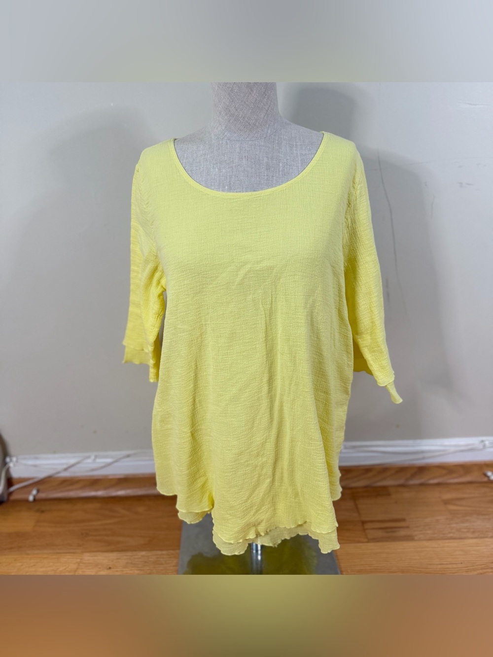 Soft Surroundings Siesta Key Tunic Butter Yellow M Resort Mature Boho Summer